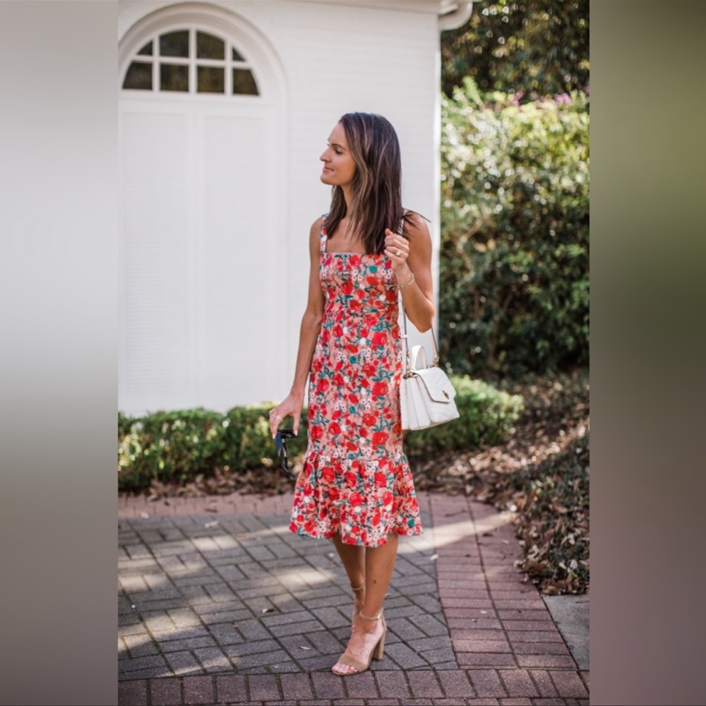 Lovers + Friends Under The Stars Midi Dress in Dark Nude Floral Size Small - Picture 4 of 10